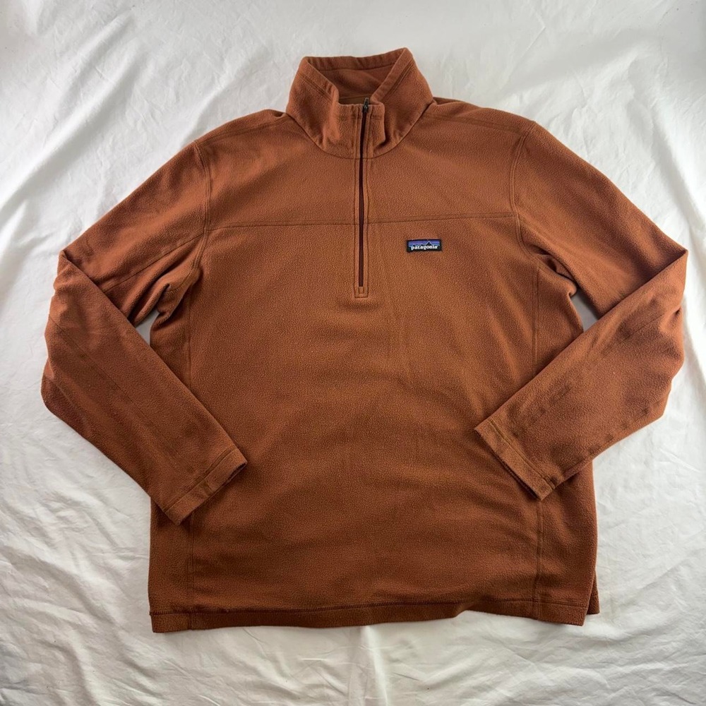 Patagonia Fleece Pullover Burnt Orange 1/4 Zip Mens XL Hiking Gorpcore